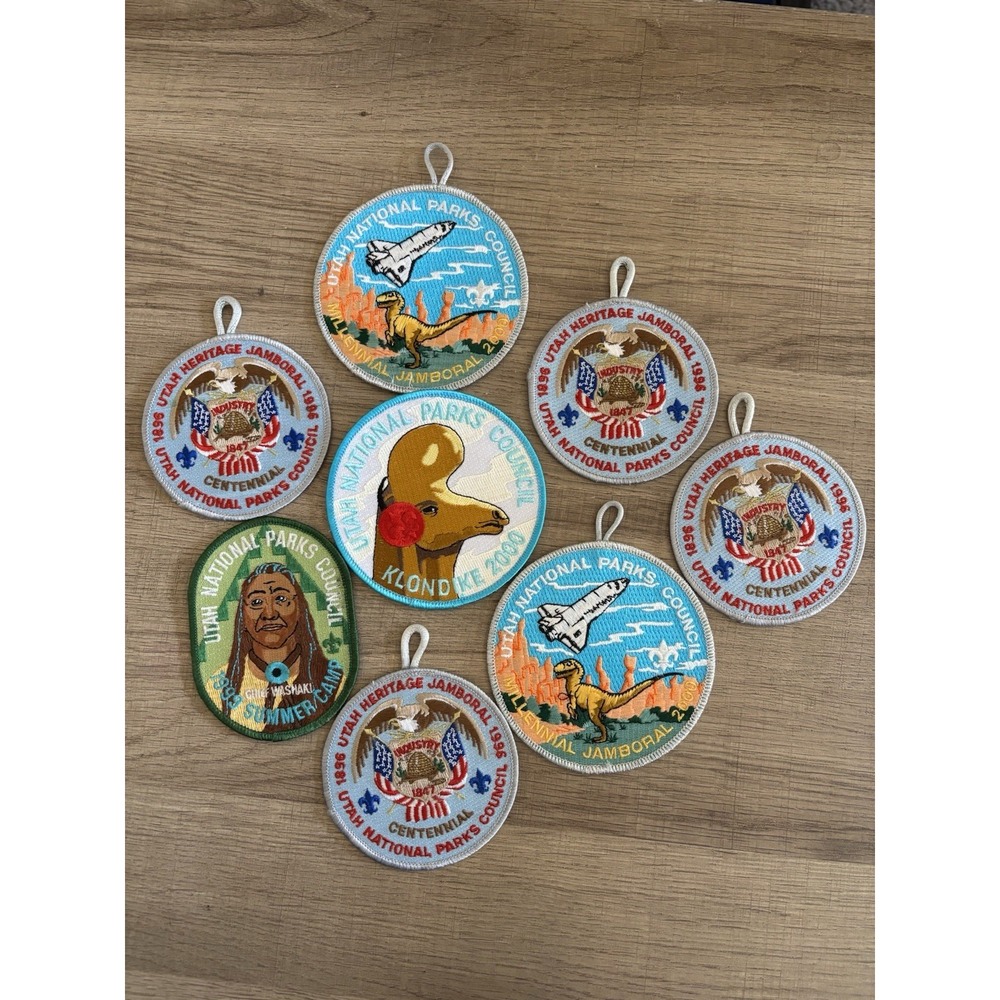 LOT OF 8 UTAH NATIONAL PARKS‎ COUNCIL BOY SCOUTS WOVEN PATCHES AWARDS CAMPOREE 8